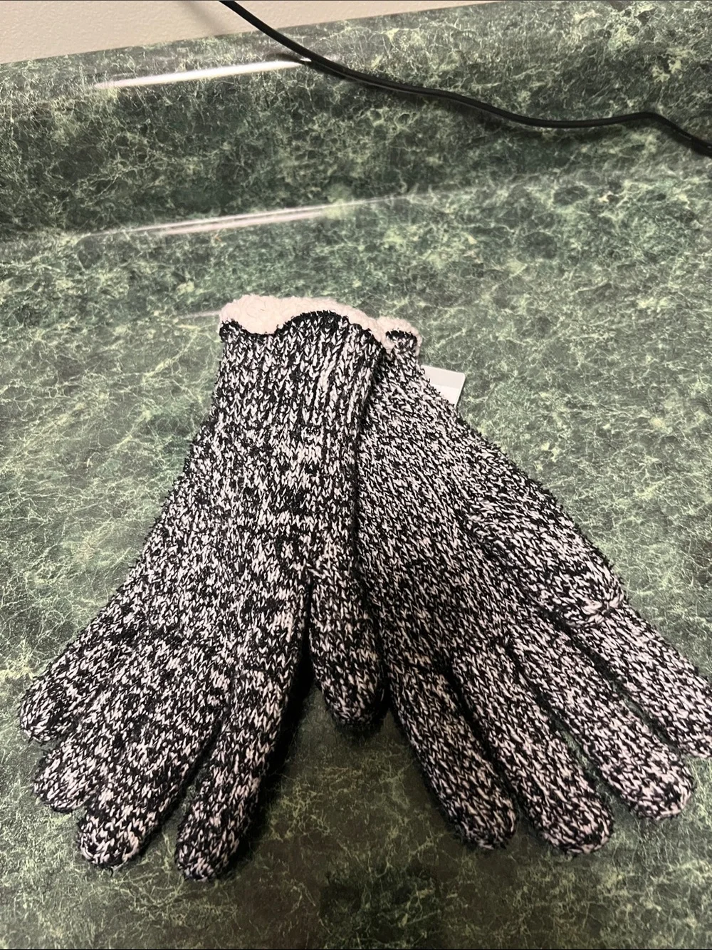 isotoner Black and White Marled Knit Gloves